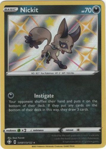 nickit pokemon card Pokemon - Sword & Shield - Shining Fates - Nickit main image 0