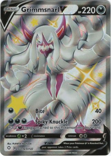 Pokemon Card - Shining Fates SV116/SV122 - GRIMMSNARL V (shiny holo rare)  (Mint): Sell2BBNovelties.com: Sell TY Beanie Babies, Action Figures,  Barbies, Cards & Toys selling online