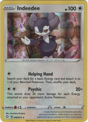 Pokemon Card - Shining Fates 056/072 - INDEEDEE (rare) (Mint):  Sell2BBNovelties.com: Sell TY Beanie Babies, Action Figures, Barbies, Cards  & Toys selling online