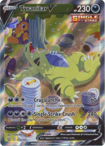 Pokemon Card - S&S: Battle Styles 155/163 - TYRANITAR V (alternate full art) (ultra rare holo) (Mint Pokemon Card - S&S: Battle Styles 155/163 - TYRANITAR V (alternate full art) (ultra rare holo) (Mint