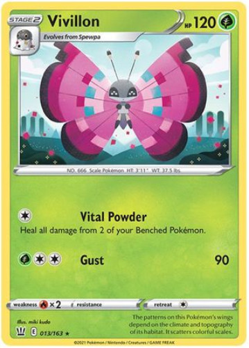 Pokemon Card - S&S: Battle Styles 013/163 - VIVILLON (rare) (Mint)