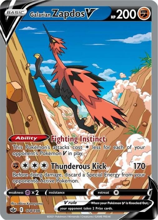 Pokemon Card - S&S: Chilling Reign 174/198 - GALARIAN ZAPDOS V (alternate  full art) (ultra rare) (Mi: Sell2BBNovelties.com: Sell TY Beanie Babies,  Action Figures, Barbies, Cards & Toys selling online