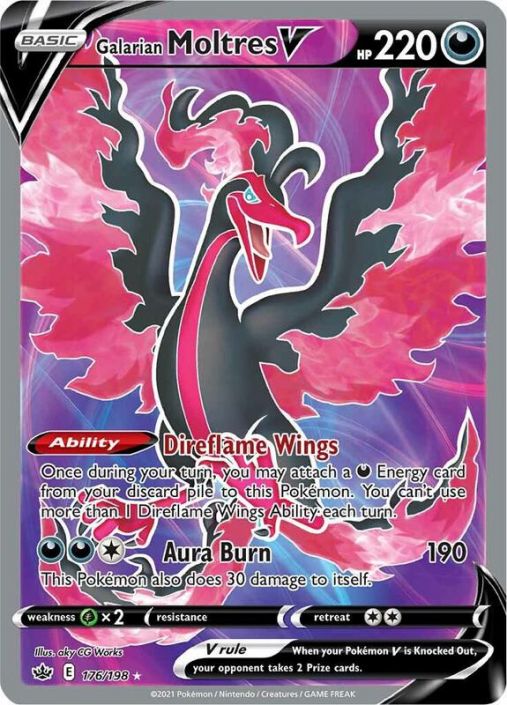Pokemon Card - S&S: Chilling Reign 176/198 - GALARIAN MOLTRES V (Full Art)  (ultra rare) (Mint)