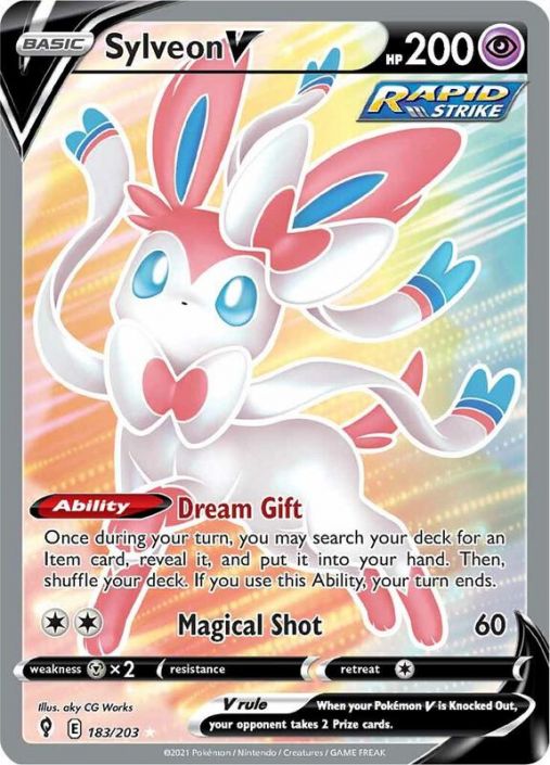 Pokemon Card - S&S: Evolving Skies183/203 - SYLVEON V (Full Art) (ultra rare) (Mint) Pokemon Card - S&S: Evolving Skies183/203 - SYLVEON V (Full Art) (ultra rare) (Mint)