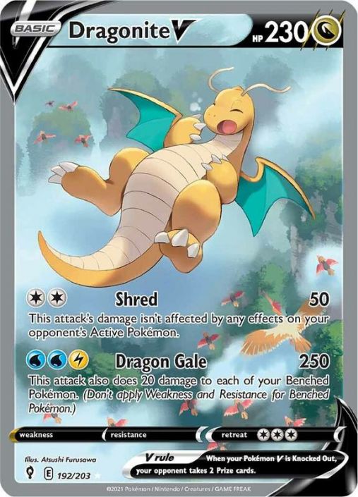 Pokemon Card - S&S: Evolving Skies192/203 - DRAGONITE V (alternate full  art) (ultra rare) (Mint)