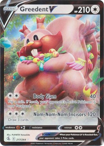 Pokemon Card - S&S: Fusion Strike 217/264 - GREEDENT V (holo-foil) (Mint)