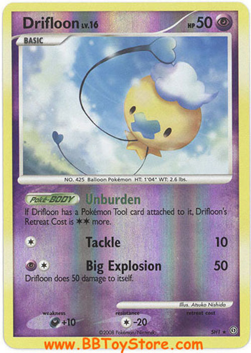 Pokemon Card - D&P: Stormfront SH1 - DRIFLOON Lv.16 (reverse holo) (Mint):  Sell2BBNovelties.com: Sell TY Beanie Babies, Action Figures, Barbies, Cards  & Toys selling online