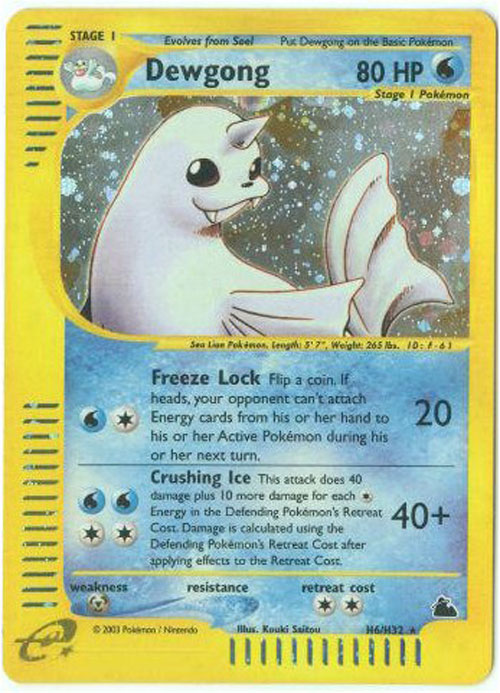 dewgong pokemon card 029/082 Holo Rare 2004 Near MINT Japanese u493 as long as Light Dewgong is your Active Pokmon Pokemon Card - Skyridge H6/H32