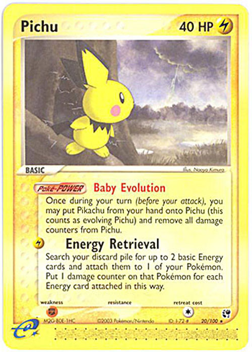 Pokemon Card - Sandstorm 20/100 - PICHU (rare) (Mint): Sell2BBNovelties.com: Sell TY Beanie Babies, Action Figures, Barbies, Cards & Toys selling online Pokemon Card - Sandstorm 20/100 - PICHU (rare) (Mint): Sell2BBNovelties.com: Sell TY Beanie Babies, Action Figures, Barbies, Cards & Toys selling online