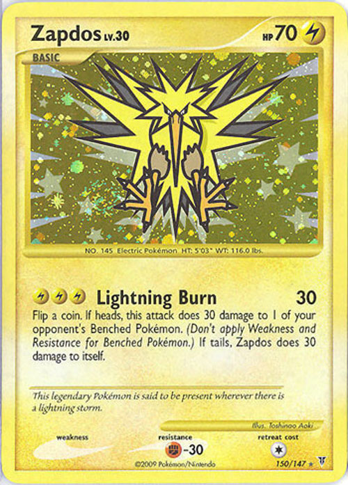 Pokemon Card - PL: Supreme Victors 150/147 - ZAPDOS Lv.30 (ultra-rare  holo-foil) (Mint): Sell2BBNovelties.com: Sell TY Beanie Babies, Action  Figures, Barbies, Cards & Toys selling online