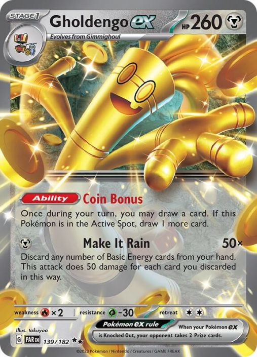 Pokemon Card - S&V: Paradox Rift 139/182 - GHOLDENGO EX (double rare) (Mint): Sell2BBNovelties.com: Sell TY Beanie Babies, Action Figures, Barbies, Cards & Toys selling online Pokemon Card - S&V: Paradox Rift 139/182 - GHOLDENGO EX (double rare) (Mint): Sell2BBNovelties.com: Sell TY Beanie Babies, Action Figures, Barbies, Cards & Toys selling online