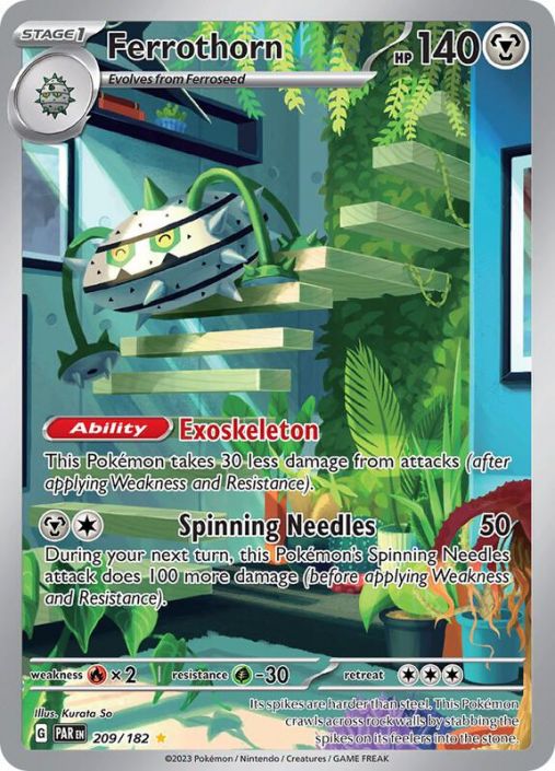 Pokemon Card - S&V: Paradox Rift 209/182 - FERROTHORN (Illustration Rare)  (Mint): Sell2BBNovelties.com: Sell TY Beanie Babies, Action Figures,  Barbies, Cards & Toys selling online