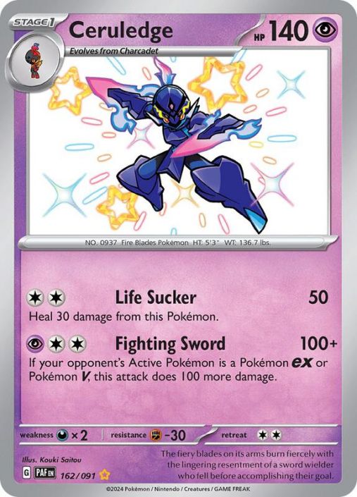 Pokemon Card - S&V: Paldean Fates 162/091 - CERULEDGE (shiny rare) (Mint):  Sell2BBNovelties.com: Sell TY Beanie Babies, Action Figures, Barbies, Cards  & Toys selling online