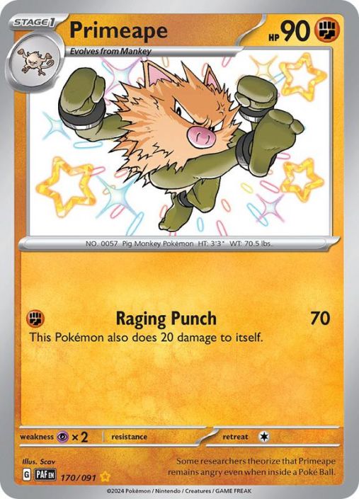 Pokemon Card - S&V: Paldean Fates 170/091 - PRIMEAPE (shiny rare) (Mint):  Sell2BBNovelties.com: Sell TY Beanie Babies, Action Figures, Barbies, Cards  & Toys selling online