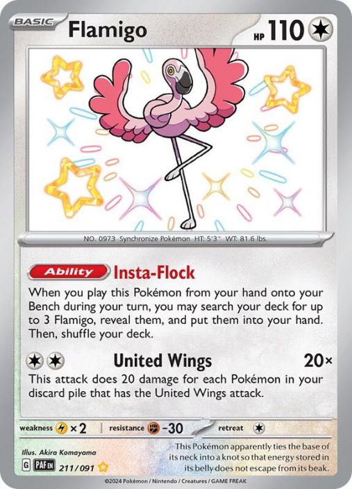 Pokemon Card - S&V: Paldean Fates 211/091 - FLAMIGO (shiny rare) (Mint)