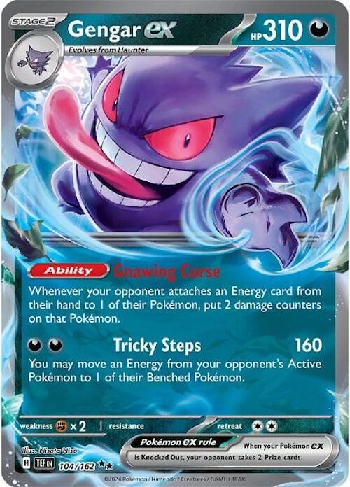 Pokemon Card - S&V: Temporal Forces 104/162 - GENGAR EX (double rare) (Mint) Pokemon Card - S&V: Temporal Forces 104/162 - GENGAR EX (double rare) (Mint)