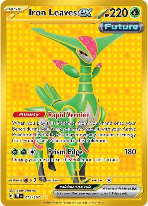 Pokemon Card - S&V: Temporal Forces 213/162 - IRON LEAVES EX (Hyper Rare)  (Mint): Sell2BBNovelties.com: Sell TY Beanie Babies, Action Figures,  Barbies, Cards & Toys selling online