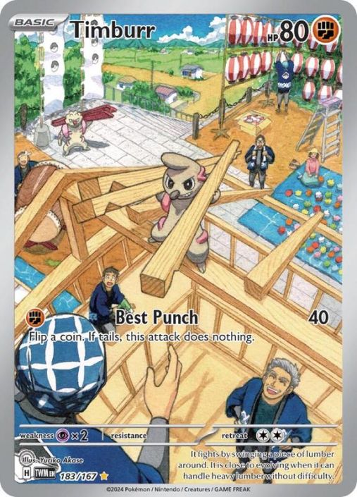 Pokemon Card - S&V: Twilight Masquerade 183/167 - TIMBURR (Illustration Rare) (Mint)