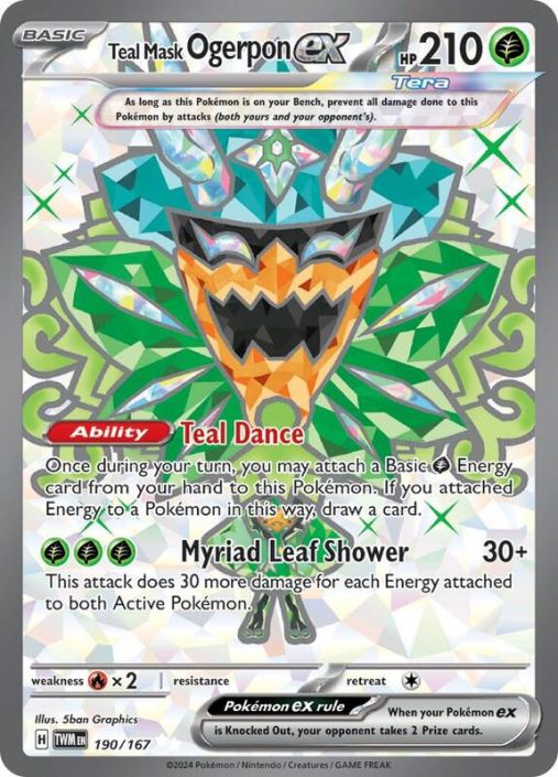 Pokemon Card - S&V: Twilight Masquerade 190/167 - TEAL MASK OGERPON EX (ultra rare) (Mint)