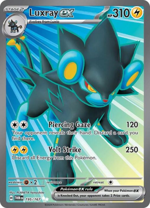 Pokemon Card - S&V: Twilight Masquerade 195/167 - LUXRAY EX (ultra rare)  (Mint): Sell2BBNovelties.com: Sell TY Beanie Babies, Action Figures,  Barbies, Cards & Toys selling online
