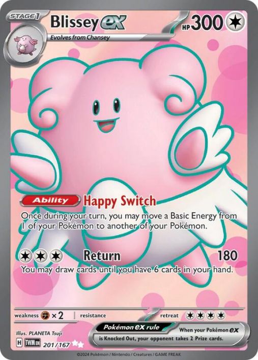 Pokemon Card - S&V: Twilight Masquerade 201/167 - BLISSEY EX (ultra rare)  (Mint): Sell2BBNovelties.com: Sell TY Beanie Babies, Action Figures,  Barbies, Cards & Toys selling online