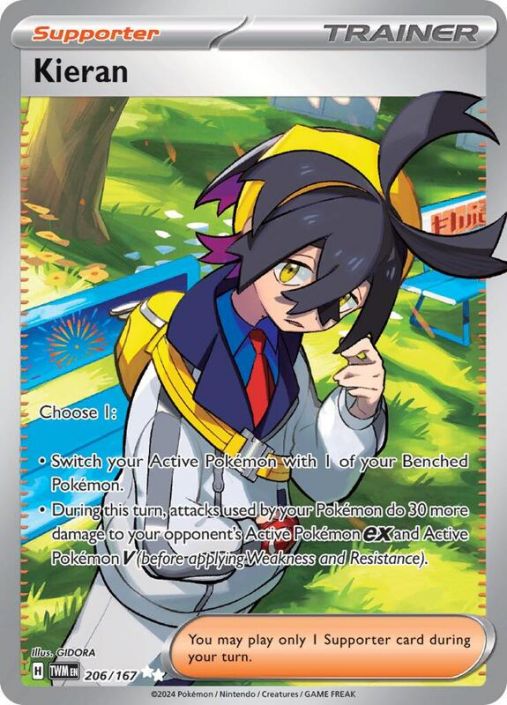 Pokemon Card - S&V: Twilight Masquerade 206/167 - KIERAN (ultra rare)  (Mint): Sell2BBNovelties.com: Sell TY Beanie Babies, Action Figures,  Barbies, Cards & Toys selling online