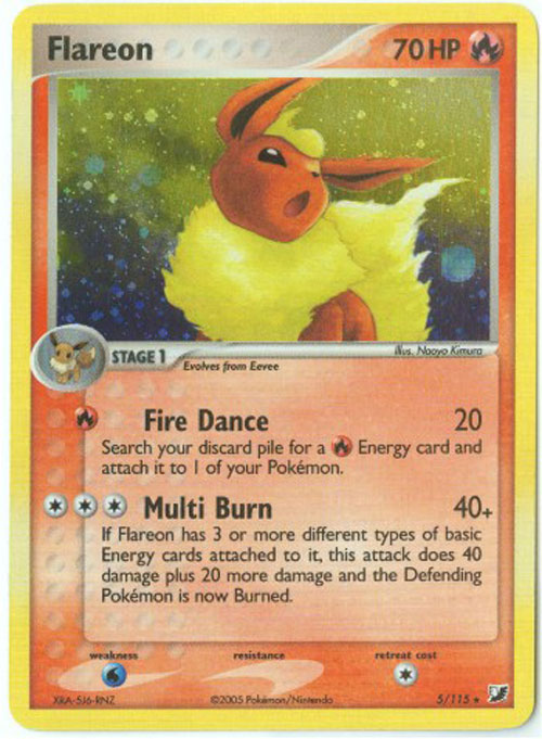 Pokemon Card - Unseen Forces 5/115 - FLAREON (holo-foil) (Mint):  Sell2BBNovelties.com: Sell TY Beanie Babies, Action Figures, Barbies, Cards  & Toys selling online