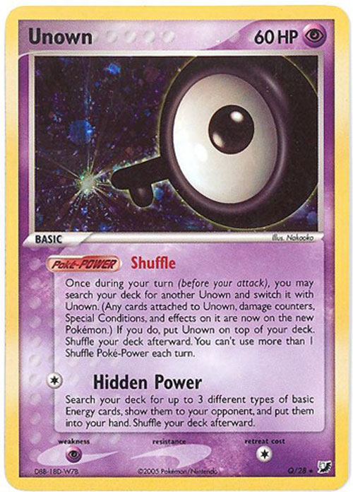 holographic unown pokemon card Pokemon Card - Unseen Forces Q/28