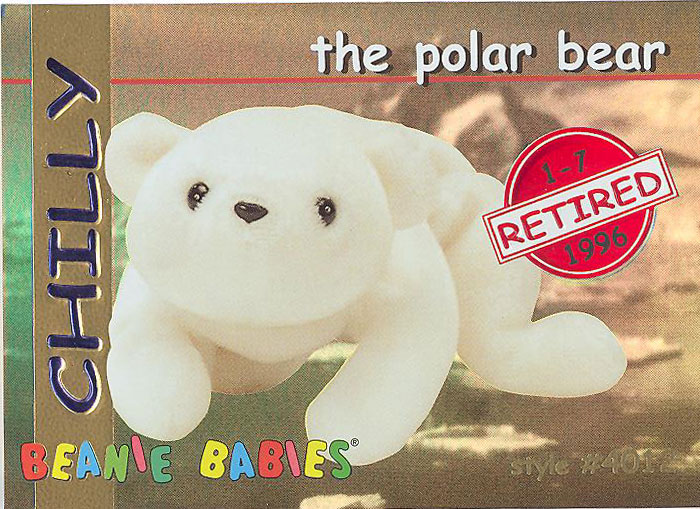 TY Beanie Babies BBOC Card Series 1 Retired (RED) CHILLY the Polar