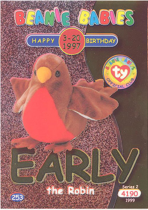 TY Beanie Babies BBOC Card Series 2 Birthday (GOLD) EARLY the Robin