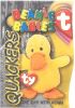 TY Beanie Babies BBOC Card - Series 3 - Beanie/Buddy Left (SILVER) - QUACKERS the Duck with Wings (M