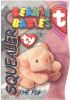 TY Beanie Babies BBOC Card - Series 3 - Beanie/Buddy Left (TEAL) - SQUEALER the Pig (Mint)