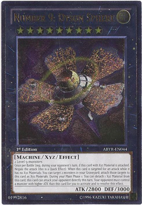 Yu-Gi-Oh Card - ABYR-EN044 - NUMBER 9: DYSON SPHERE (ultimate rare holo)  (Mint): Sell2BBNovelties.com: Sell TY Beanie Babies, Action Figures,  Barbies, Cards & Toys selling online