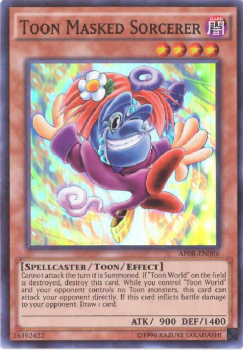 Yu-Gi-Oh Card - AP08-EN006 - TOON MASKED SORCERER (super rare holo) (Mint):  Sell2BBNovelties.com: Sell TY Beanie Babies, Action Figures, Barbies, Cards  & Toys selling online