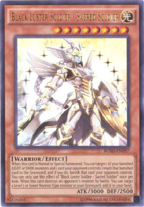 Yu-Gi-Oh Card - BOSH-EN097 - BLACK LUSTER SOLDIER - SACRED SOLDIER (ultra rare holo) (Mint): Sell2BBNovelties.com: Sell TY Beanie Babies, Action Figures, Barbies, Cards & Toys selling online Yu-Gi-Oh Card - BOSH-EN097 - BLACK LUSTER SOLDIER - SACRED SOLDIER (ultra rare holo) (Mint): Sell2BBNovelties.com: Sell TY Beanie Babies, Action Figures, Barbies, Cards & Toys selling online