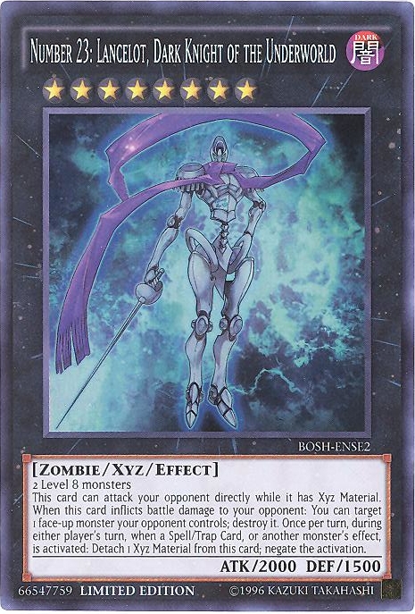 Yu-Gi-Oh Card - BOSH-ENSE2 - NUMBER 23: LANCELOT, DARK KNIGHT OF THE UNDERWORLD (super rare holo) (M