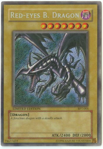 Yu-Gi-Oh Card - BPT-005 - RED EYES B. DRAGON (secret rare holo) (Mint