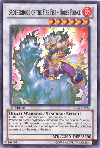 Yu-Gi-Oh Card - CBLZ-EN097 - BROTHERHOOD OF THE FIRE FIST - HORSE PRINCE (super rare holo) (Mint): Sell2BBNovelties.com: Sell TY Beanie Babies, Action Figures, Barbies, Cards & Toys selling online Yu-Gi-Oh Card - CBLZ-EN097 - BROTHERHOOD OF THE FIRE FIST - HORSE PRINCE (super rare holo) (Mint): Sell2BBNovelties.com: Sell TY Beanie Babies, Action Figures, Barbies, Cards & Toys selling online