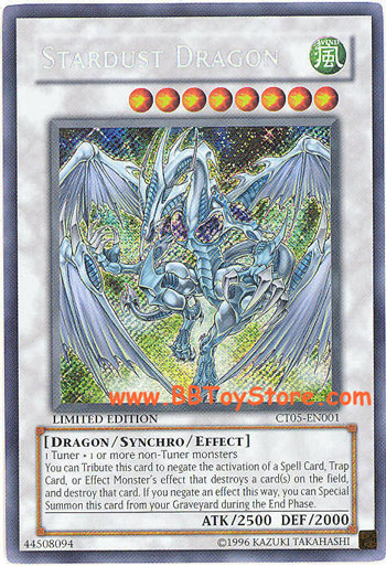 Yu-Gi-Oh Card - CT05-EN001- STARDUST DRAGON (secret rare holo) (Mint): Sell2BBNovelties.com: Sell TY Beanie Babies, Action Figures, Barbies, Cards & Toys selling online Yu-Gi-Oh Card - CT05-EN001- STARDUST DRAGON (secret rare holo) (Mint): Sell2BBNovelties.com: Sell TY Beanie Babies, Action Figures, Barbies, Cards & Toys selling online