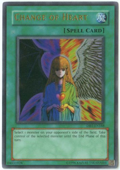 Yu-Gi-Oh Card - DB1-EN168 - CHANGE OF HEART (ultra rare holo) (Mint): Sell2BBNovelties.com: Sell TY Beanie Babies, Action Figures, Barbies, Cards & Toys selling online Yu-Gi-Oh Card - DB1-EN168 - CHANGE OF HEART (ultra rare holo) (Mint): Sell2BBNovelties.com: Sell TY Beanie Babies, Action Figures, Barbies, Cards & Toys selling online