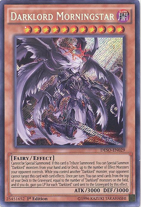 Yu-Gi-Oh Card - DESO-EN029 - DARKLORD MORNINGSTAR (secret rare holo)  (Mint): Sell2BBNovelties.com: Sell TY Beanie Babies, Action Figures,  Barbies, Cards & Toys selling online