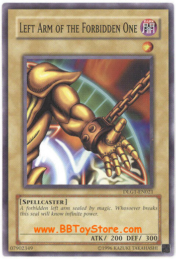 Yu-Gi-Oh Card - DLG1-EN021 - LEFT ARM OF THE FORBIDDEN ONE (common) (Mint):  Sell2BBNovelties.com: Sell TY Beanie Babies, Action Figures, Barbies, Cards  & Toys selling online