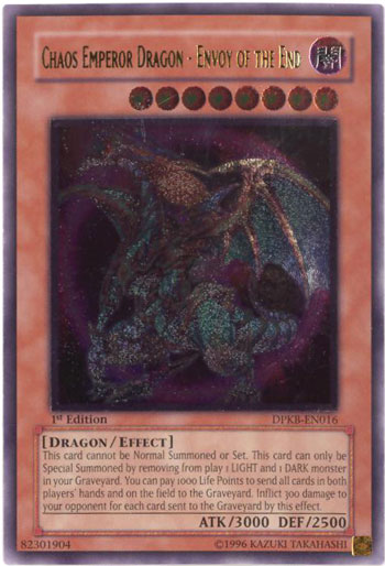 Yu-Gi-Oh Card - DPKB-EN016 - CHAOS EMPEROR DRAGON - ENVOY OF THE END  (ultimate rare holo) (Mint): Sell2BBNovelties.com: Sell TY Beanie Babies,  Action Figures, Barbies, Cards & Toys selling online