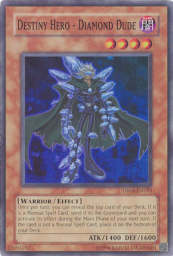 Yu-Gi-Oh Card - DR04-EN183 - DESTINY HERO - DIAMOND DUDE (super rare holo)  (Mint): Sell2BBNovelties.com: Sell TY Beanie Babies, Action Figures,  Barbies, Cards & Toys selling online