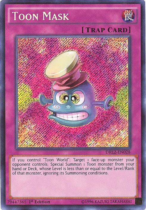 Yu-Gi-Oh Card - DRL2-EN028 - TOON MASK (secret rare holo) (Mint):  Sell2BBNovelties.com: Sell TY Beanie Babies, Action Figures, Barbies, Cards  & Toys selling online