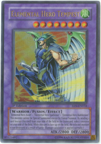 Yu-Gi-Oh Card - EEN-EN034 - ELEMENTAL HERO TEMPEST (ultra rare holo) (Mint): Sell2BBNovelties.com: Sell TY Beanie Babies, Action Figures, Barbies, Cards & Toys selling online Yu-Gi-Oh Card - EEN-EN034 - ELEMENTAL HERO TEMPEST (ultra rare holo) (Mint): Sell2BBNovelties.com: Sell TY Beanie Babies, Action Figures, Barbies, Cards & Toys selling online