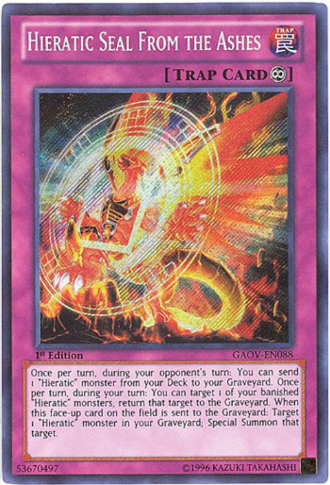 Yu-Gi-Oh Card - GAOV-EN088 - HIERATIC SEAL FROM THE ASHES (secret rare holo) (Mint): Sell2BBNovelties.com: Sell TY Beanie Babies, Action Figures, Barbies, Cards & Toys selling online Yu-Gi-Oh Card - GAOV-EN088 - HIERATIC SEAL FROM THE ASHES (secret rare holo) (Mint): Sell2BBNovelties.com: Sell TY Beanie Babies, Action Figures, Barbies, Cards & Toys selling online