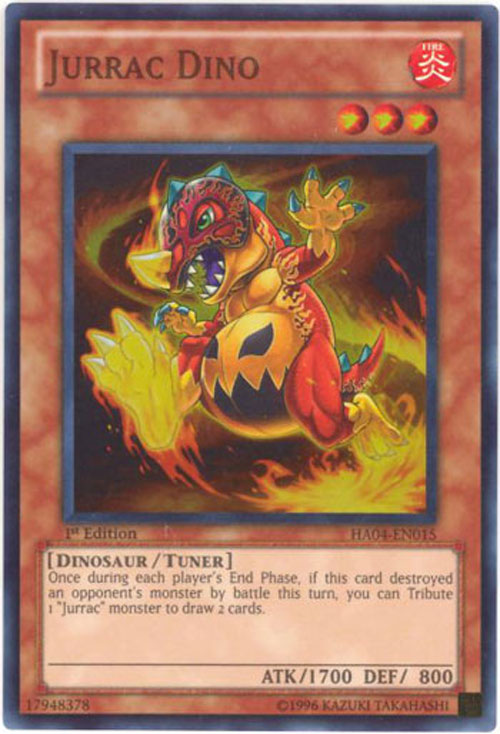 Yu-Gi-Oh Card - HA04-EN015 - JURRAC DINO (super rare holo) (Mint):  Sell2BBNovelties.com: Sell TY Beanie Babies, Action Figures, Barbies, Cards  & Toys selling online