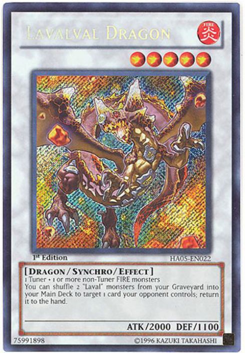 Yu-Gi-Oh Card - HA05-EN022 - LAVALVAL DRAGON (secret rare holo) (Mint):  Sell2BBNovelties.com: Sell TY Beanie Babies, Action Figures, Barbies, Cards  & Toys selling online