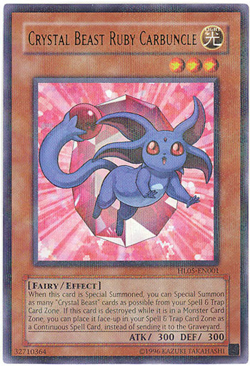 Yu-Gi-Oh Card - HL05-EN001 - CRYSTAL BEAST RUBY CARBUNCLE ...